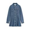 Spring New Women's Clothing Minimalist Easiest for Match Cotton Plaid Denim Lapel Mini Dress 8197083