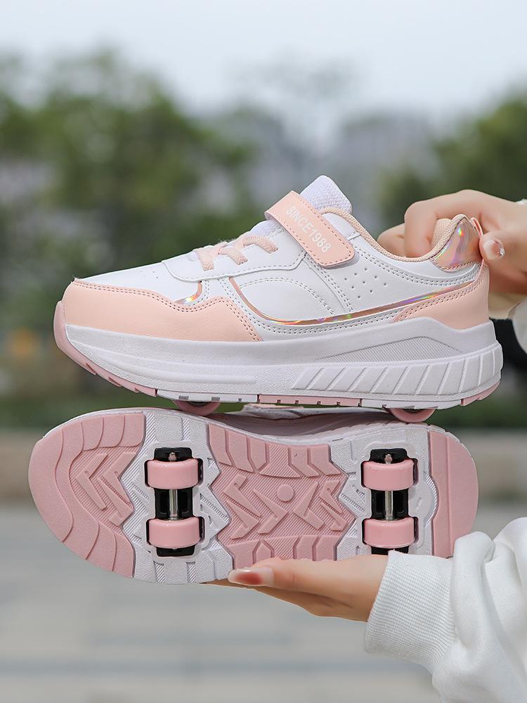 New Runaway Shoes Four-wheel Pulley Shoes Boys Children Shoes with Wheels Boys and Girls Skates Students Deformation Shoes