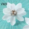 Napkin Ring 6Pcs White Lotus Rings, Chiffon Flower Metal Holders, Faux Soft Fabric Pearl Dinner Rings for Wedding Bridal Shower Table