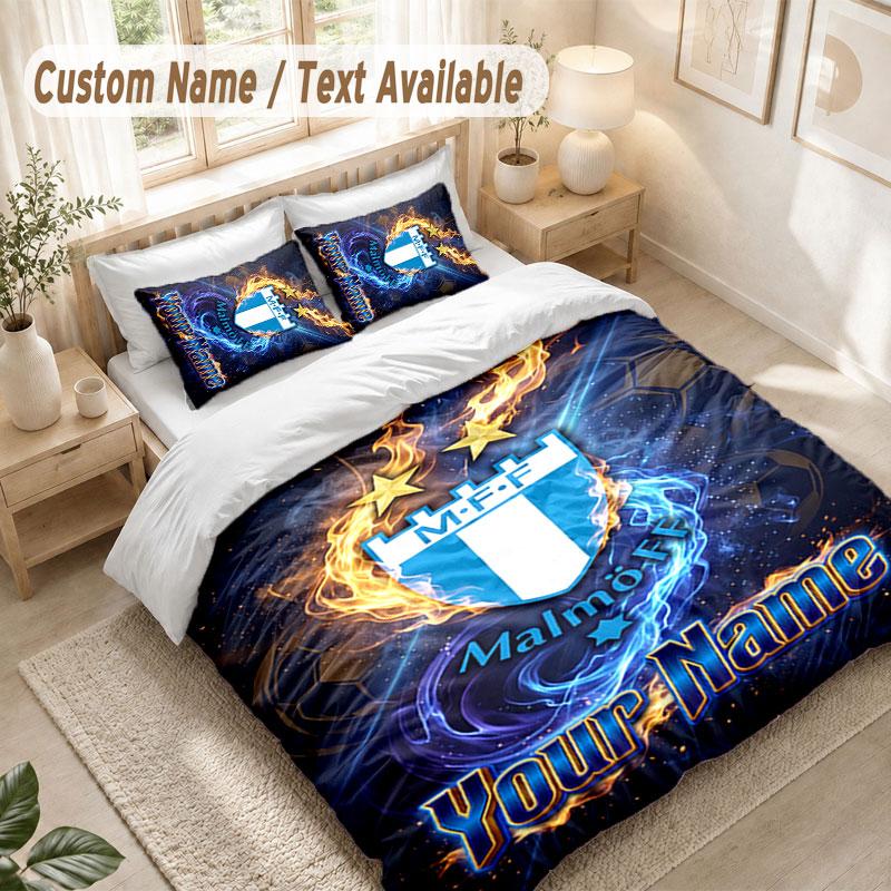 Custom Name Bedding Set 3 PiecesMalmö FF Print Duvet Cover + 2 Pillowcases Soft Bed Decor
