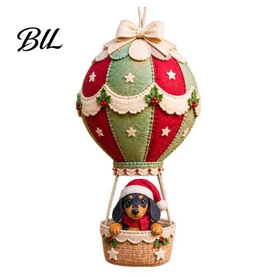 Cute Christmas Sewing Patterns DIY Hot Air Balloon Hanging Ornament Kit, 3D Handmade Fabric Craft Diy Kit for Holiday Season Project with Santa