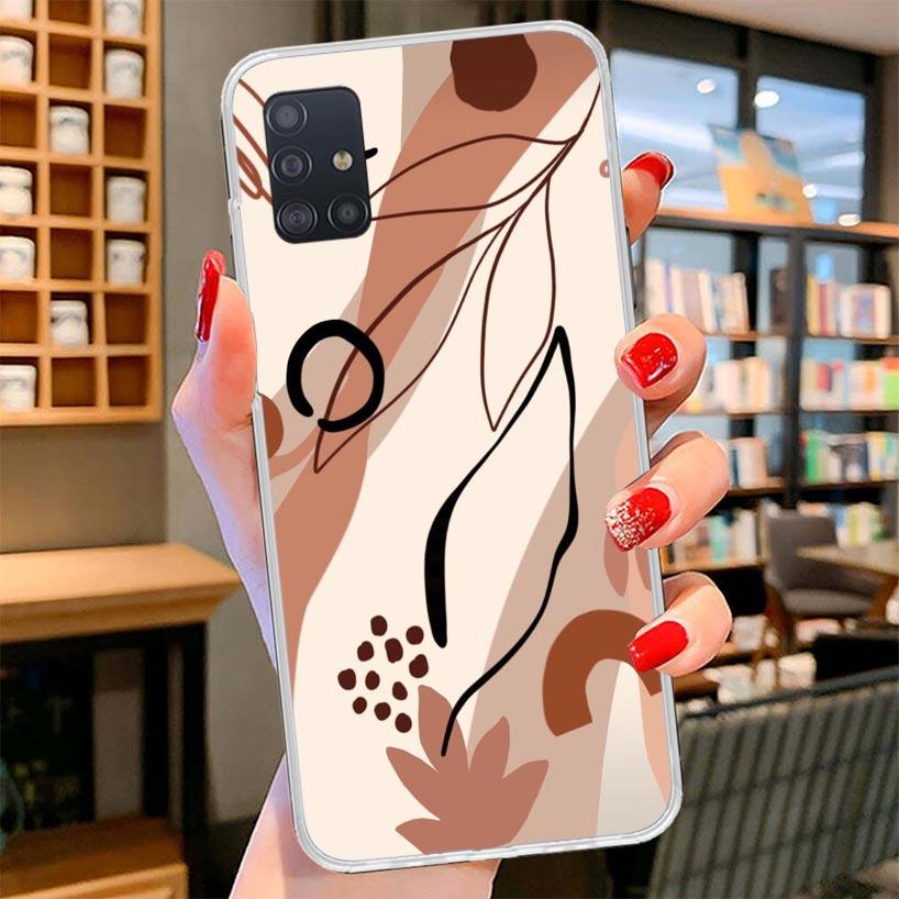 Abstract Women Face Line Cover Phone Case For Samsung Galaxy A12 A22 A32 A52 A72 A02S Phone Case Note 20 Ultra 10 S10 Plus A51 A