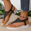 Fashion Fashion Women's Summer Lightweight Wedge Sandals Hollow Out Clip Toe Thong Roman Sandals Woman Comfortable Non Slip Beach Shoes