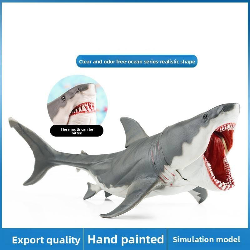 Marine Creature Model Large White Shark Toy With Biting Jaws For Educational Use