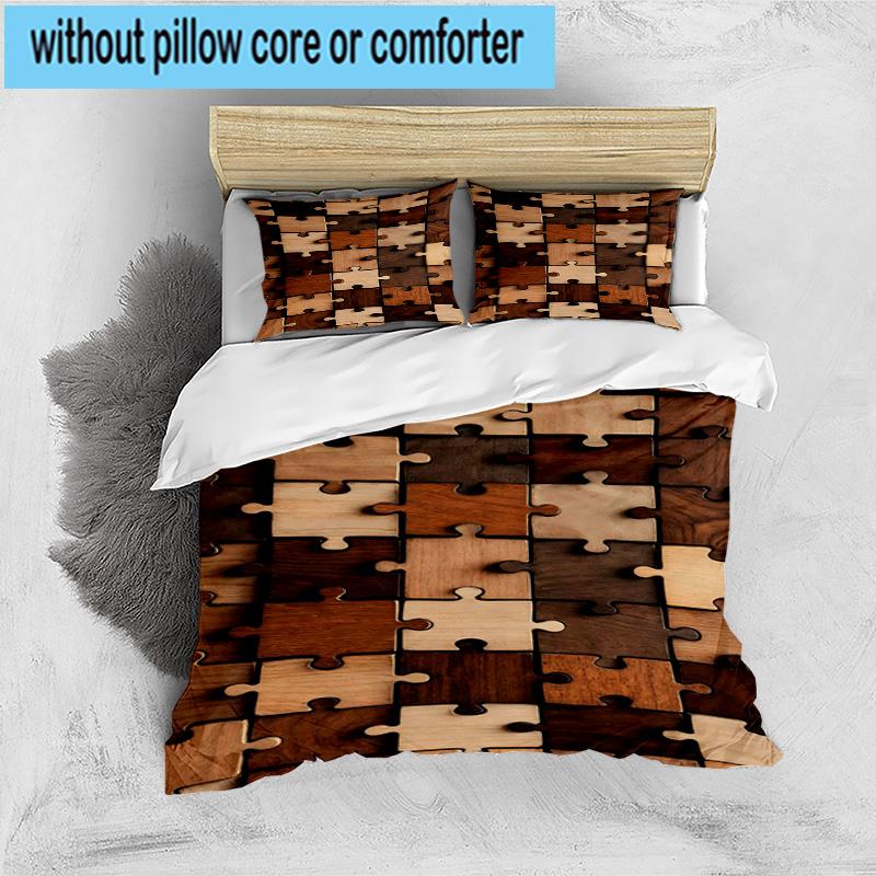 Abstract Puzzle Pattern 3pcs Bedding,Including 1pc Duvet Cover And 2pcs Pillowcases Perfect for Christmas,Ideal for Bedroom, Dormitory