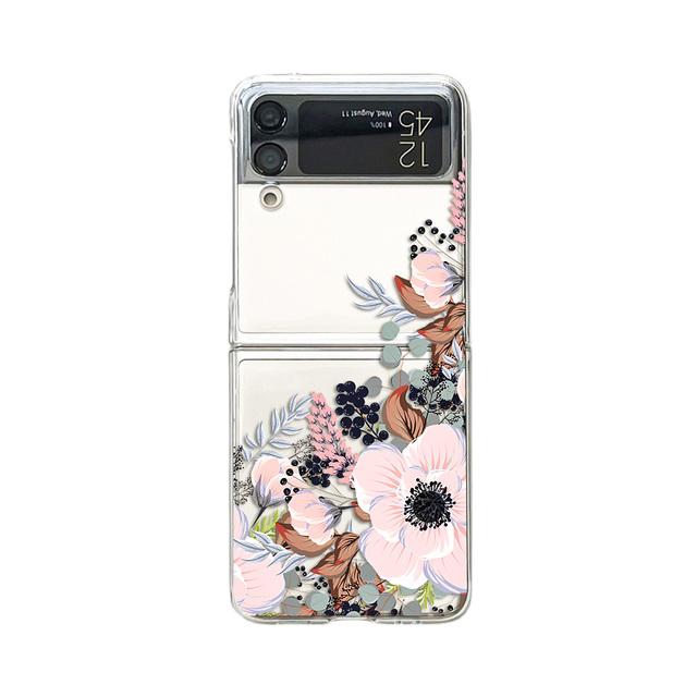 Для Samsung Galaxy Z Flip 4 3 чехол Flower Bird окрашенный прозрачный ударопрочный ПК жесткий задний чехол для Samsung Z Flip4 Zflip3 чехол