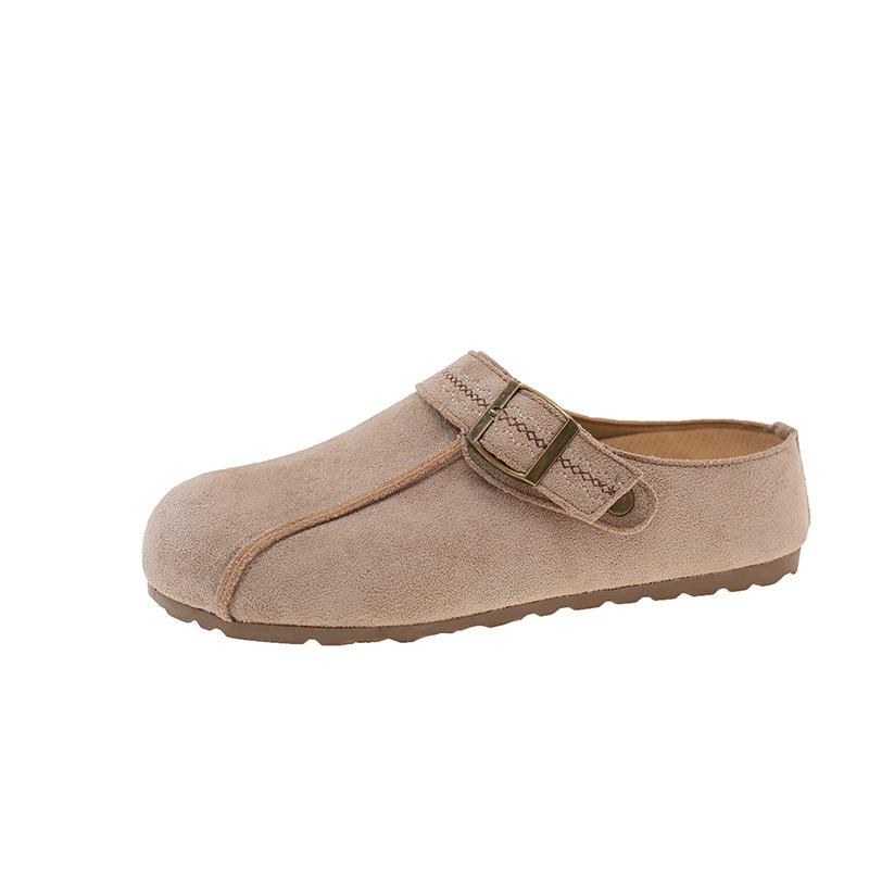 Ретро полушлепанцы на толстой подошве женские осенние новые, женские шлепанцы с закрытым носком для ленивых