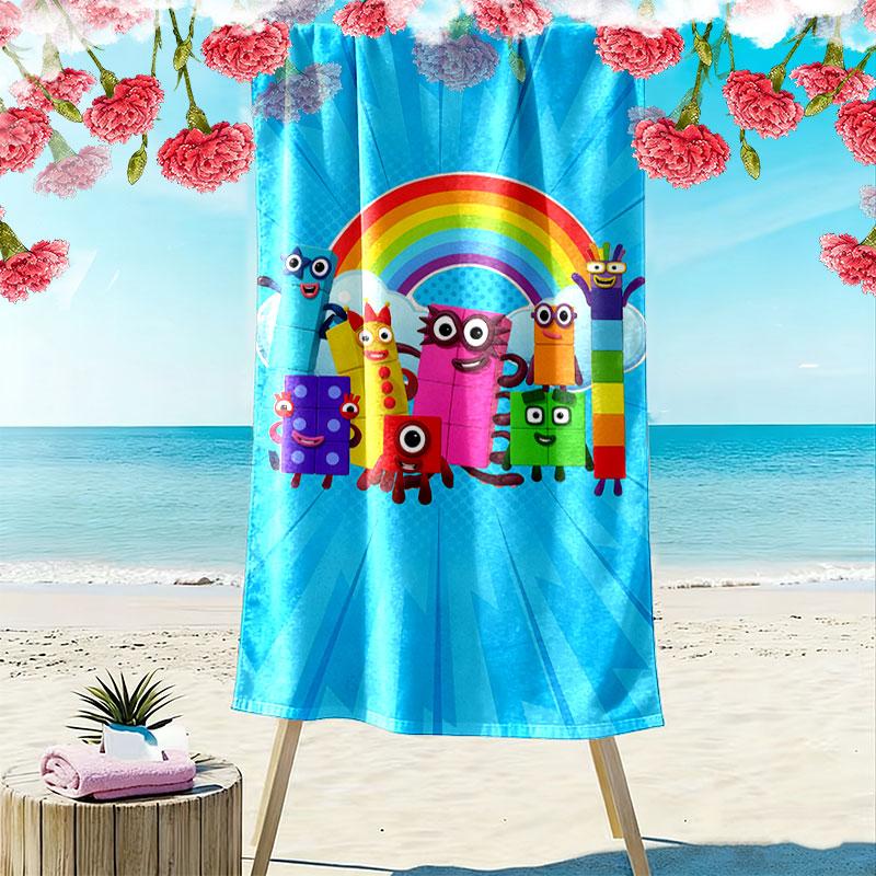 Пляжное полотенце с принтом Numberblocks, Большое мягкое быстросохнущее полотенце для пляжа, кемпинга, плавания