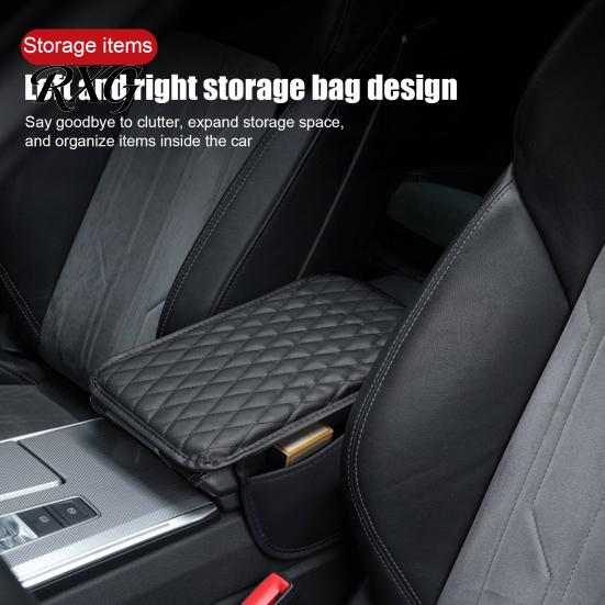 Easy Install Armrest Cushion Car Center Console Cover, Faux Leather Cover for Car, Anti Scratch Protector Universal Middle with Side Storage