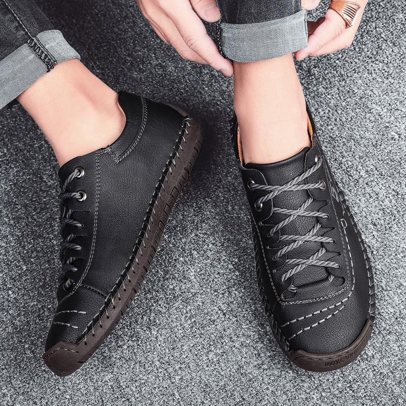 Мужская мужская обувь большого размера 38-48, модная повседневная кожаная обувь, мужская кожаная обувь ручной работы