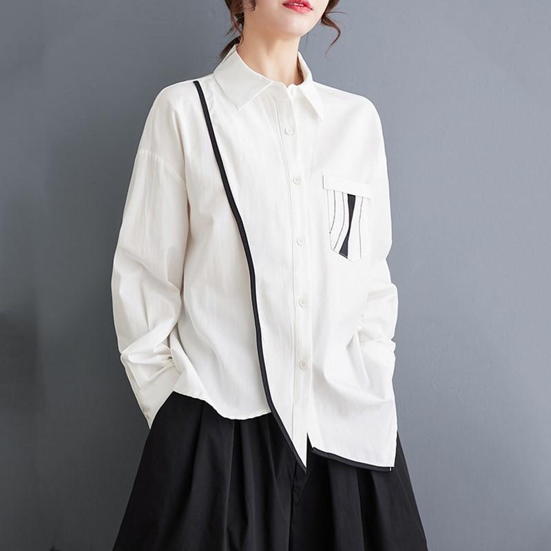 Long Sleeve Plus Size Vintage Shirts & Blouses for Blouse Casual Loose Spring Autumn Tops Women Button Up Shirt