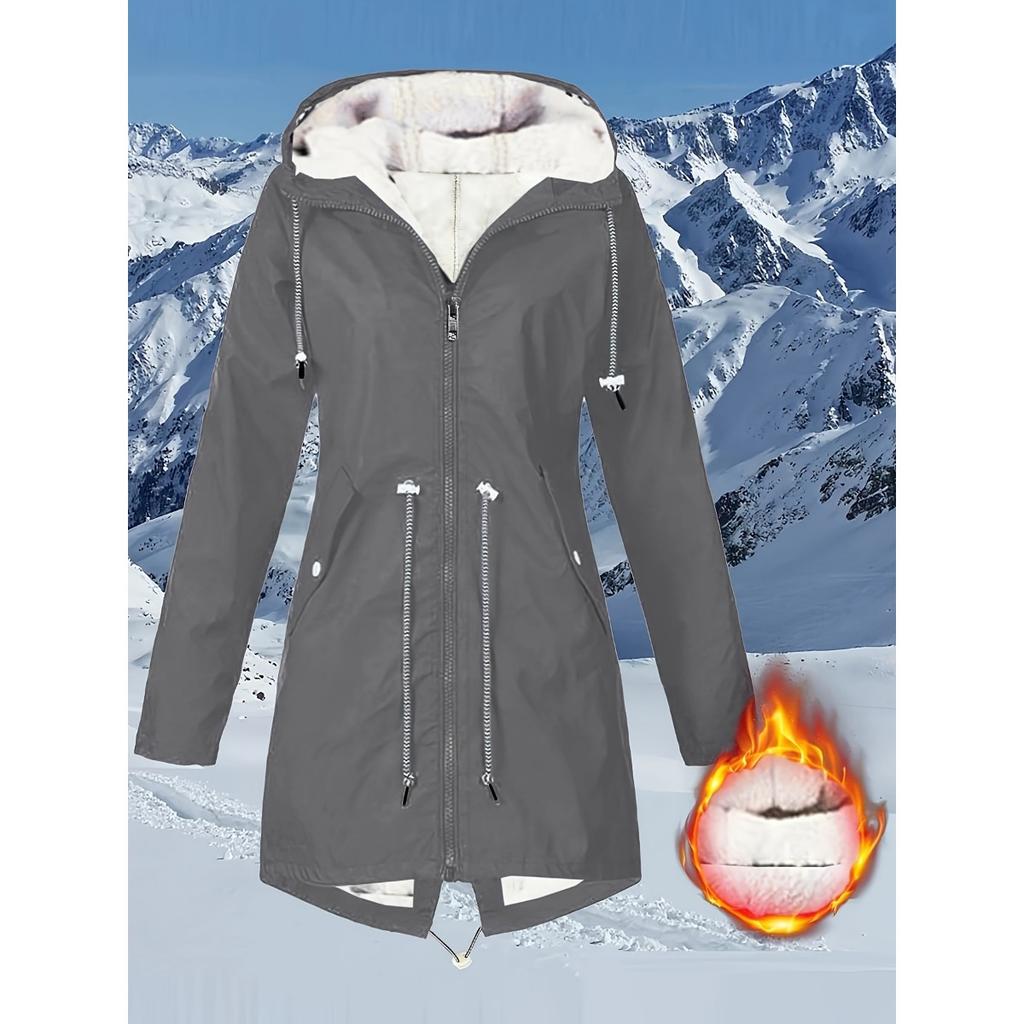 New Men's Fleece Lined Hooded Jacket, European & American Autumn Winter Outdoor Hiking Waterproof Windbreaker Coat
