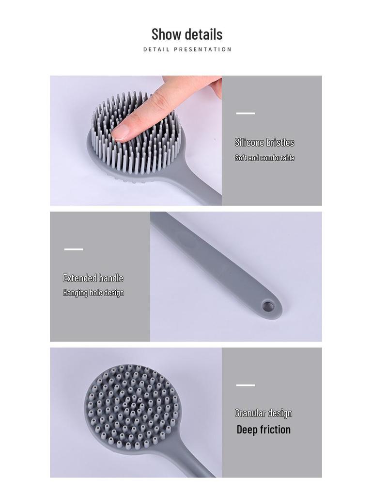 Silicone Long Handle Bath Brush & Double-Sided Back Scrubber