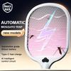 Electric Fly Swatter Racket 3500V Buzzkick Bug Zapper Racket Dual Modes Mosquito Killer with Purple Mosquito Light Rechargeable