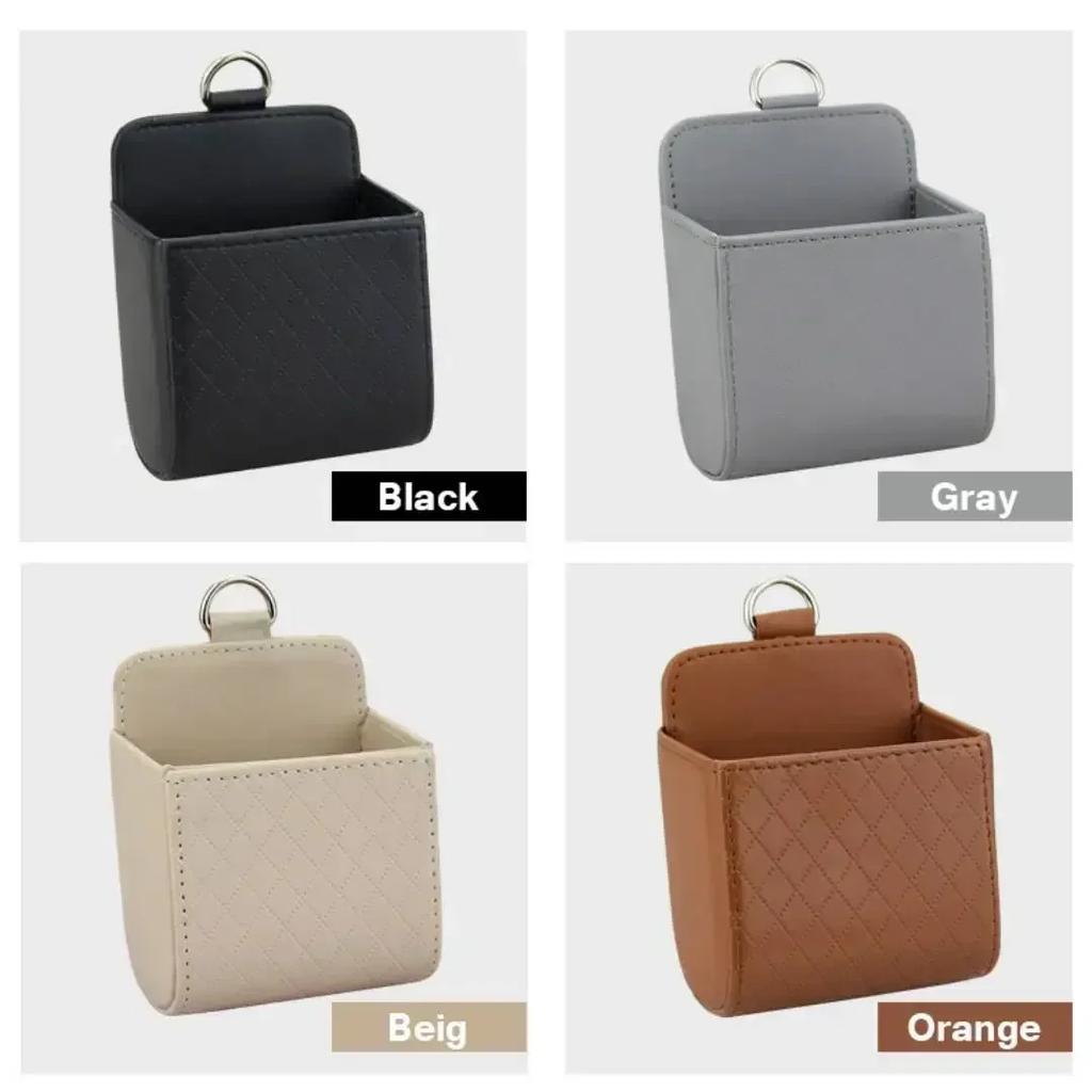 Car Air Vent Clip Leather Storage Bag Mobile Phone Earphone Key Glasses High Quality Storage Holder Use For Home/Office Amagi