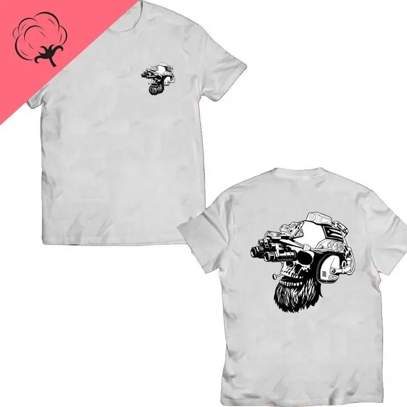 Til Valhalla 100% Хлопок Футболки с коротким рукавом и круглым вырезом Футболка American Beard Warrior Tactical Skull Унисекс Повседневная мужская футболка