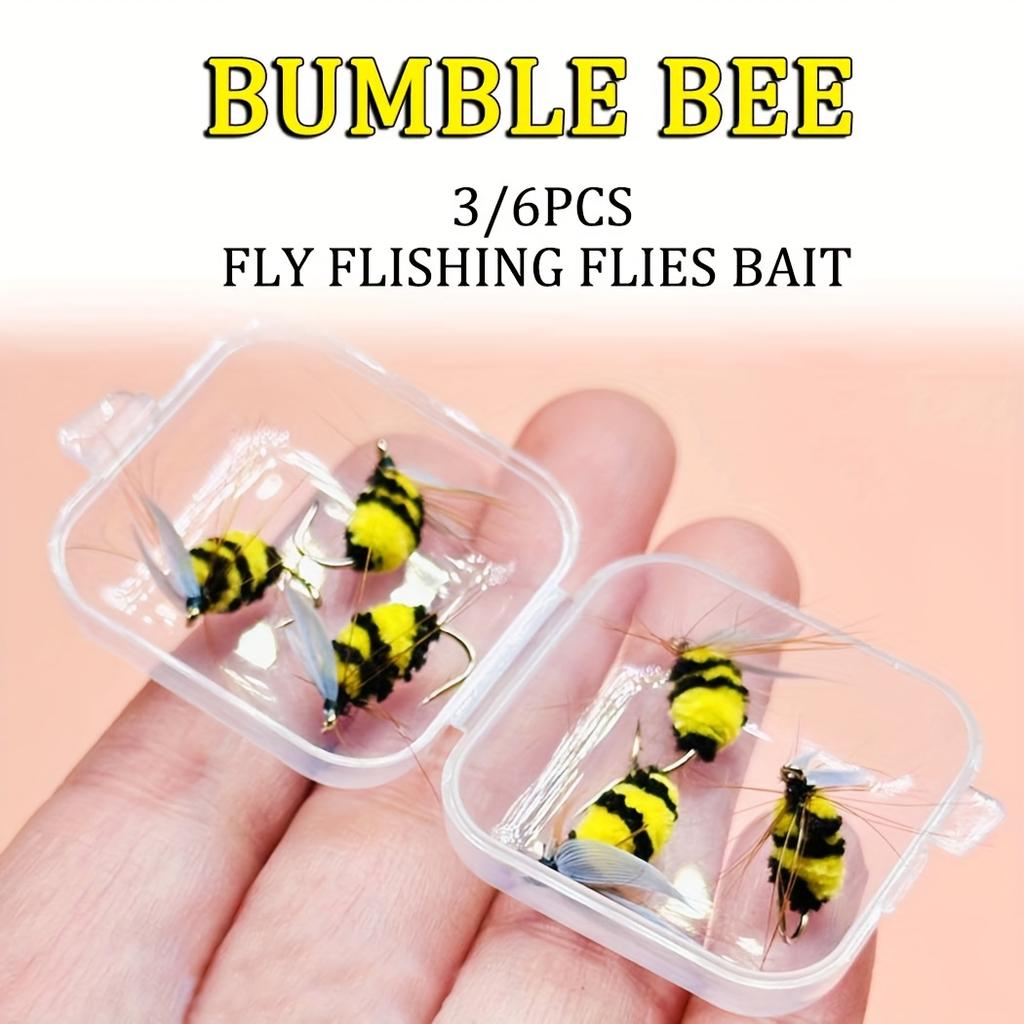 3/6Pcs Size#10 Artificial Bumble Bee Fishing Lures-Dry Flies For Bass Trout Fishing Outdoor Fishing Baits Lure