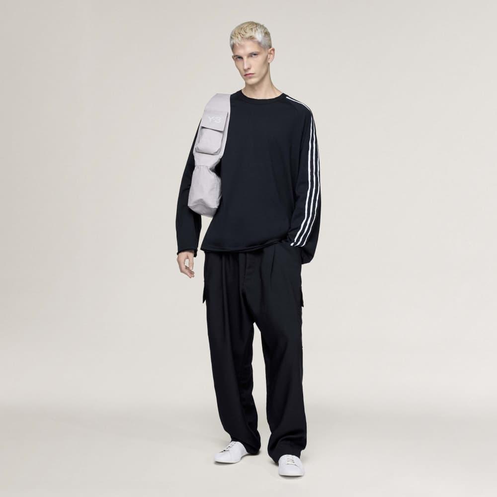 Y-3 SS26 Потертая футболка с тремя полосками, длинный рукав, унисекс, топы KQ9795