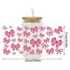 Flowy Bows Uv Dtf Cup Wrap For 16Oz Beer Glass Can Pretty Love Ribbons Cute Girly Cup Wrap Design Uv Dtf Sticker