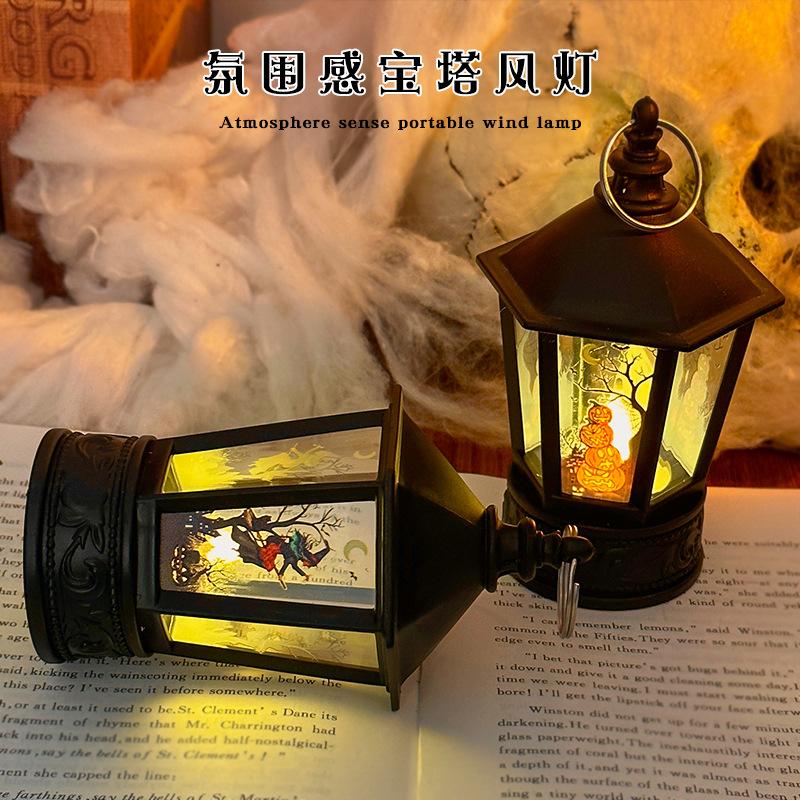 Хэллоуин Тыква Фонарь Светодиодная Электронная Свеча Декоративные Украшения Пагода и Ветровой Фонарь Подвесной