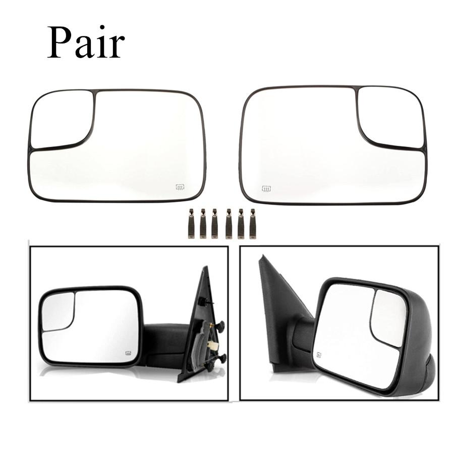 2X Power Heated Towing Mirror Glass For 05-09 Dodge Ram 1500 2500 3500 5161010Aa