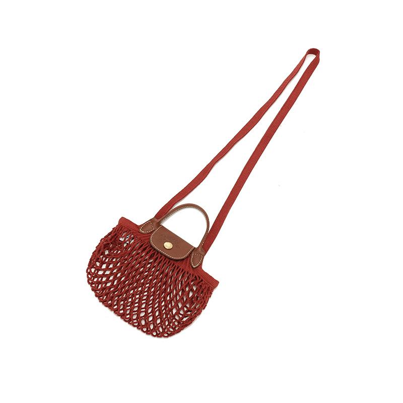 Longchamp Le Pliage Filet Сумка-сетка с полым дизайном Плетеная ручная сумка через плечо Мини-сумки для женщин Каштановый 10139HVH204