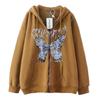 Mens Hooded Zip-Up Sweatshirt With Butterfly Print Gothic Style Loose Fit Winter Casual Wear