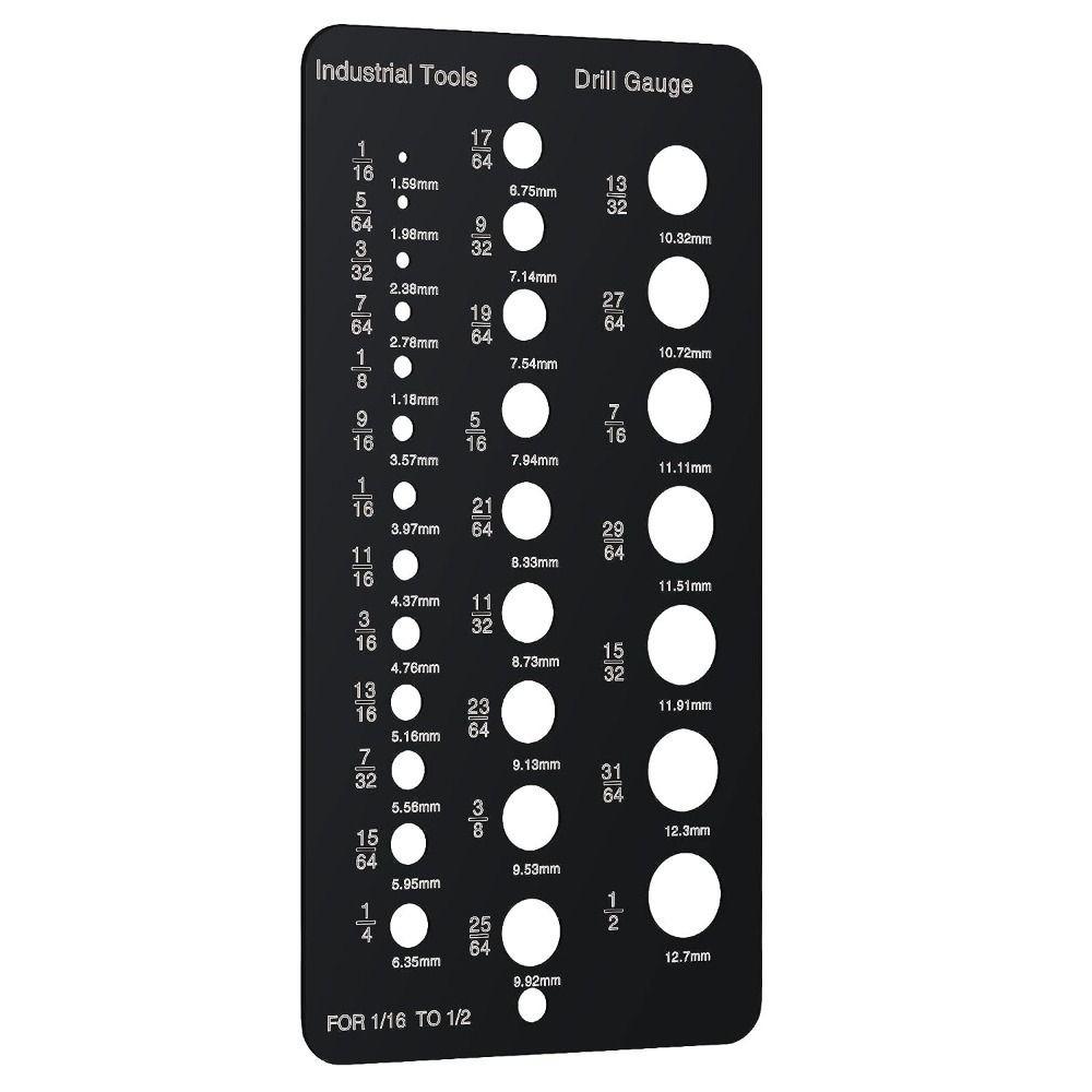29-Holes Caliper Gauge 1/16 Inch To 1/2 Inch Screw Gauge Card Measurement Equivalents