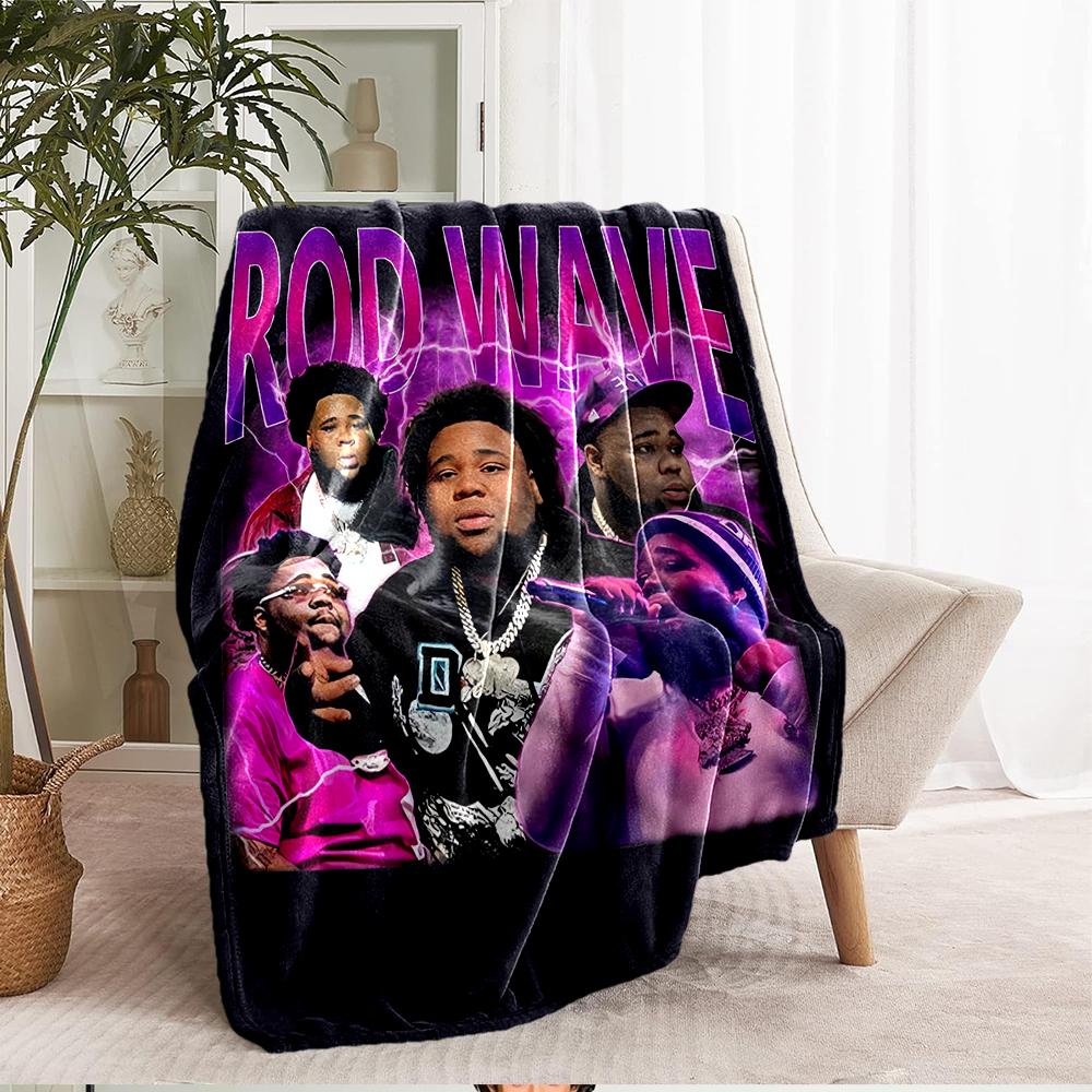 Rod Wave Theme Printed Blanket - Perfect for Couch, Bed, Travel & Outdoor Use | Machine Washable, Cozy & Durable.