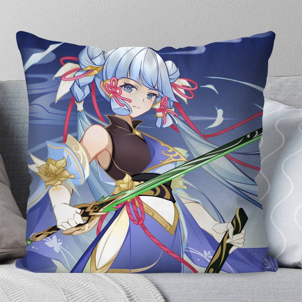 Kamisato Ayaka Anime Game Genshin Impact Pillow Case Fashion Square Pillowcase Bedroom Sofa Room Ins Decoration Leisure