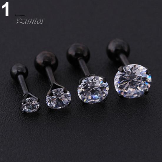 Lady's Men Rhinestone Cartilage Tragus Bar Helix Upper Ear Earring Stud Jewelry