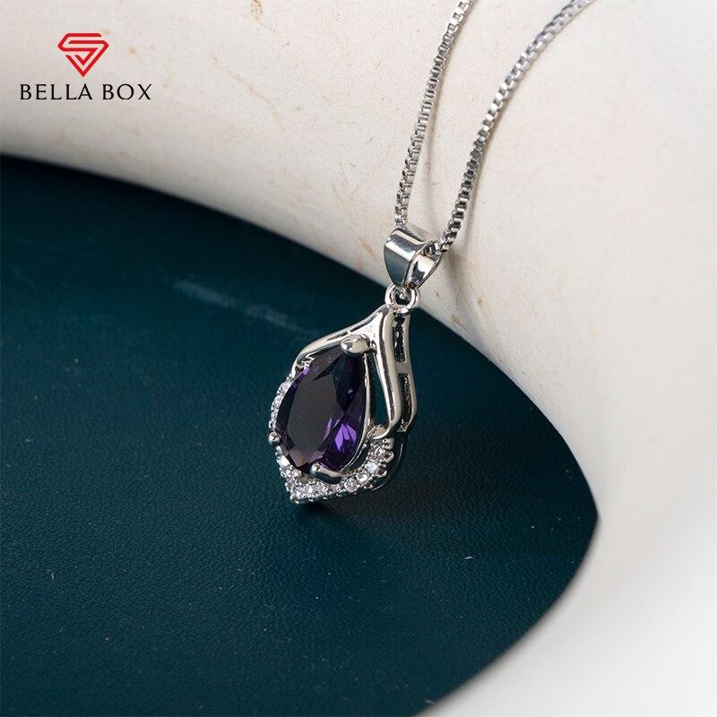 BELLA BOX Женское ожерелье нового дизайна, фиолетовое цирконие, уникальные аксессуары для вечеринки, необычный подарок для девушки, эффектные ювелирные изделия