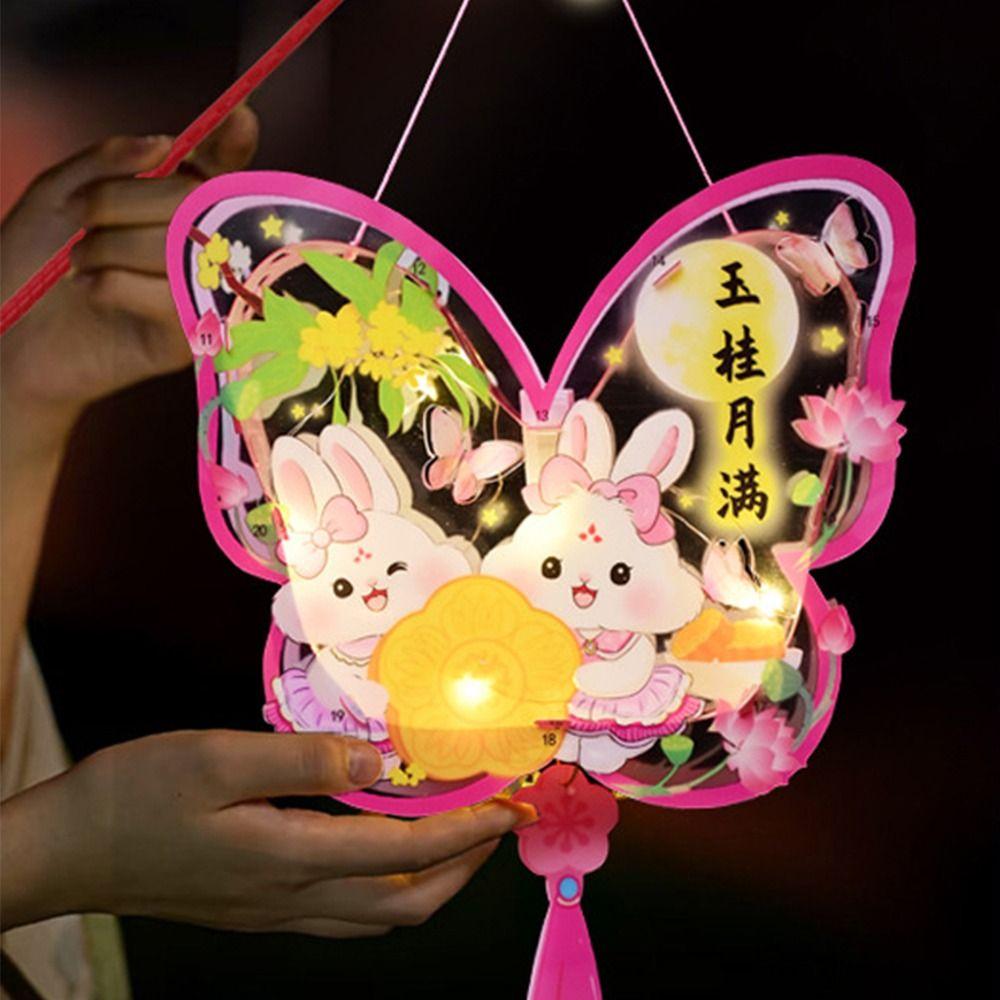 Portable Chinese Rabbit Lantern Cute LED Lantern Toys Handheld Paper Lantern Kindergarten