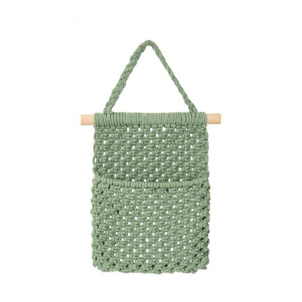 Wall Mount Wall Hanging Storage Net Bag Hand Woven Key Phone Hanging Pouch Small Space