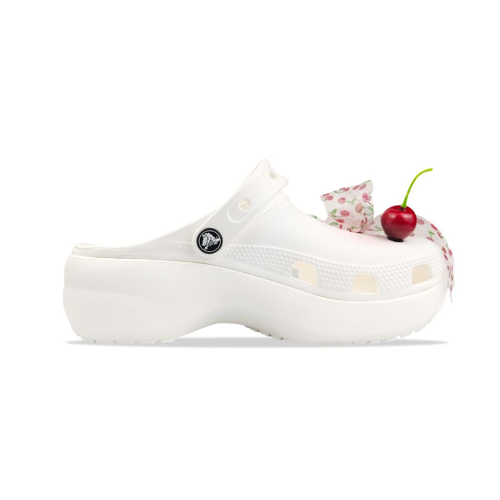 Crocs Classic Platform Clog Classic Clog Cherry Love Soft Classic Versatile Gift Box Model Clogs for Men and Women White