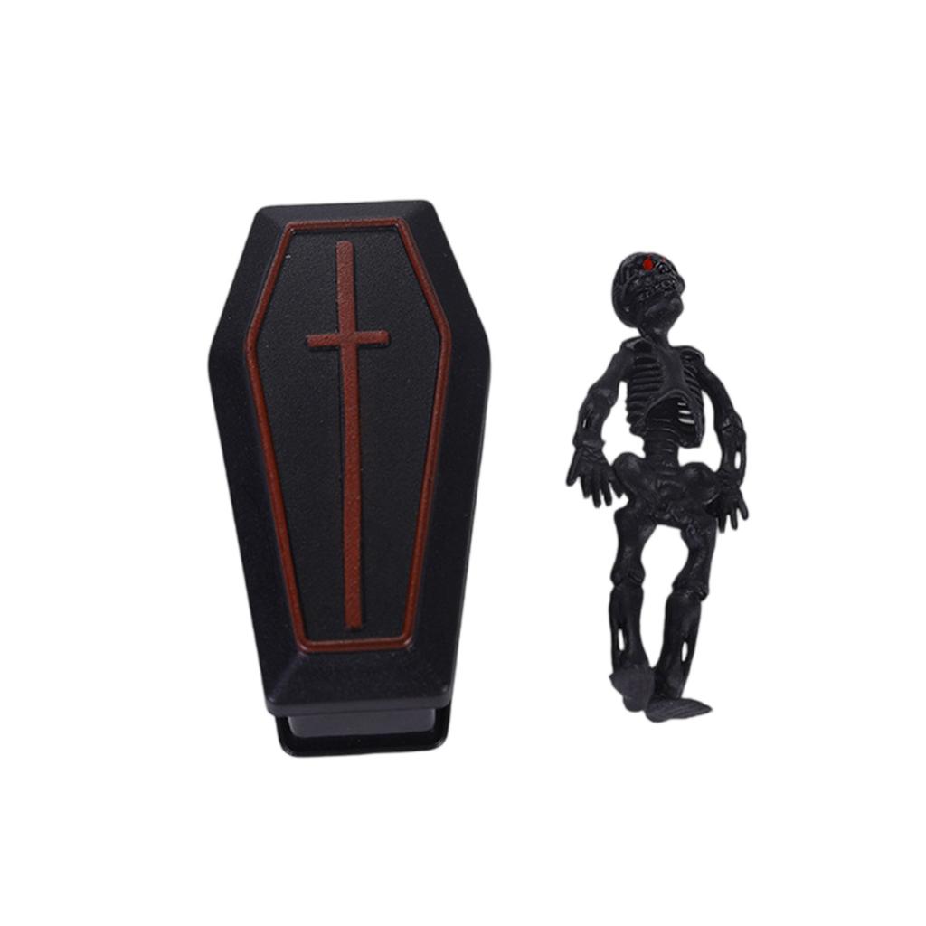 1 набор Миниатюрный гроб Скелет Хэллоуинская декорация Реквизит для розыгрышей для вечеринок Жуткий домашний декор Забавные Хэллоуинские украшения для собраний и мероприятий