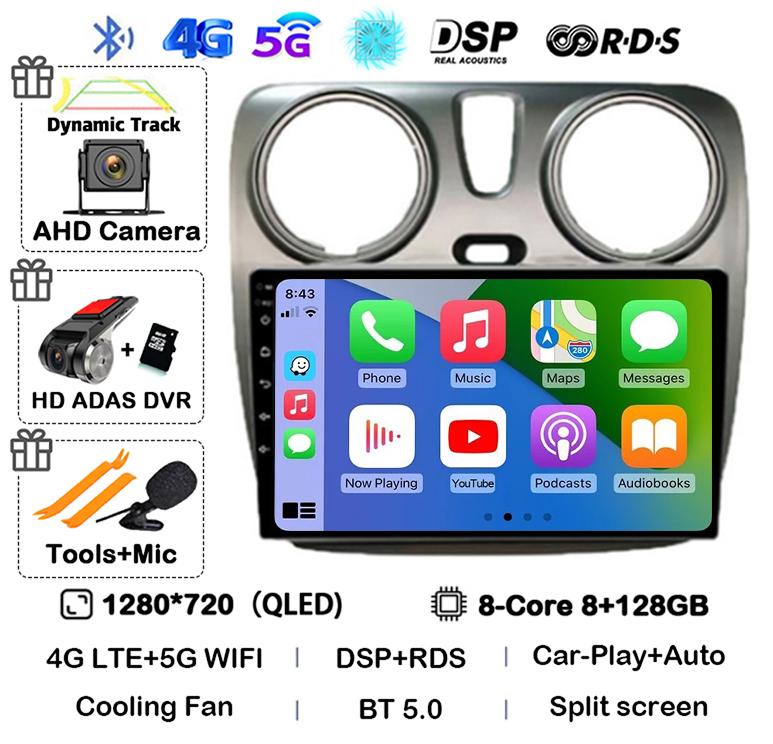Android 14 Auto Carplay Car Radio для Renault Lodgy Dacia Dokker 2012 - 2020 Мультимедийный видеоплеер Навигация GPS 360 камера
