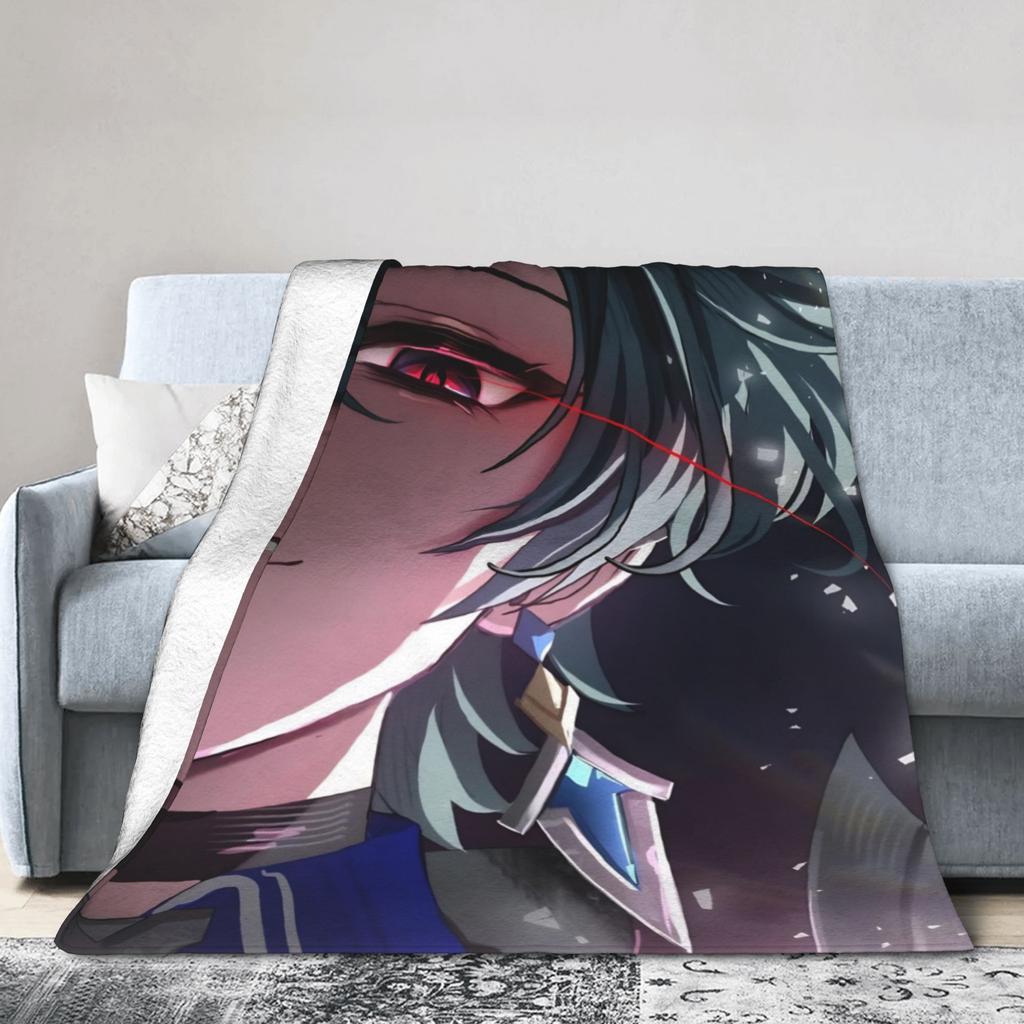 Вязаный плед Lohen Anime из кораллового флиса, плюшевый, для дома, дивана, спальни, одеяло Genshins Impacts