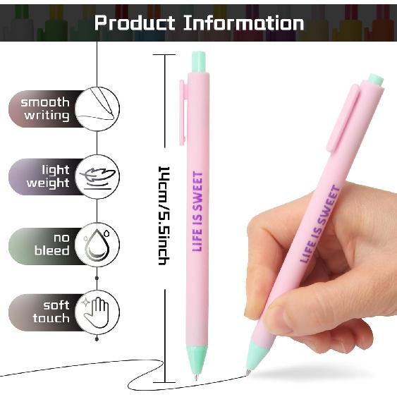 CAIGANS&CM 12 Pcs Motivational Retractable Ballpoint Pens with Positive Affirmations - Funny pirational Quote Pens for Office, School, Home (Bulk