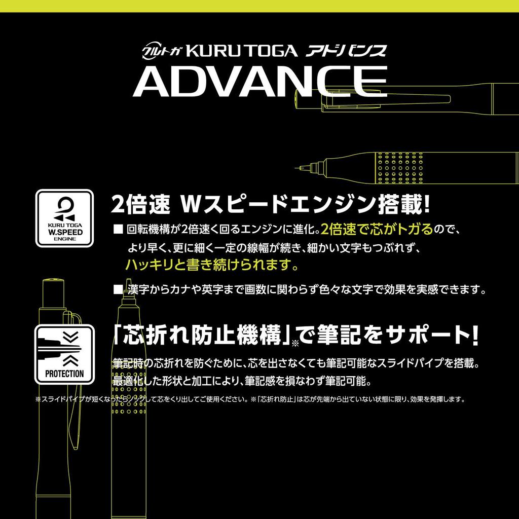 Mitsubishi Pencil Kuru Toga Advance 0.5 Mechanical Pencil, Upgrade Model, Red, M510301P.15