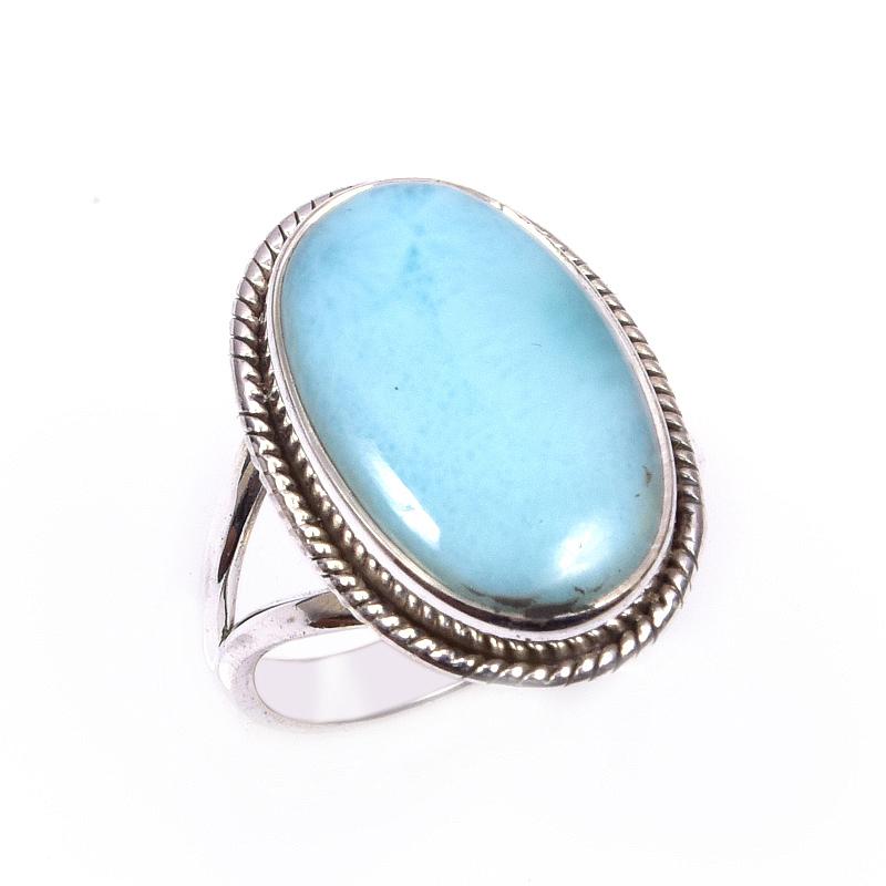 Natural Republic Larimar Gemstone 925 Solid Sterling Silver Gift Ring S.6 C0y57