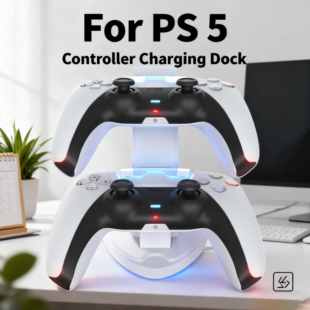 Зарядная станция для контроллера PS5 с индикатором, быстрая двойная док-станция, защита от перезаряда, игровые аксессуары