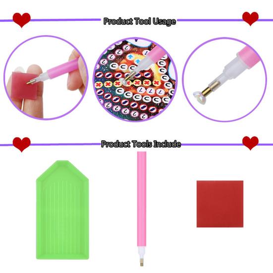 1 Set Diamond Painting Kit Cute Cat Pattern Stress Relief Confidence Boost Relaxation Activity DIY Diamond