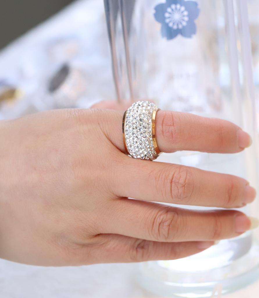 Оптовые блестящие кольца на палец со стразами для женщин, роскошное ювелирное кольцо с кристаллами золотого цвета