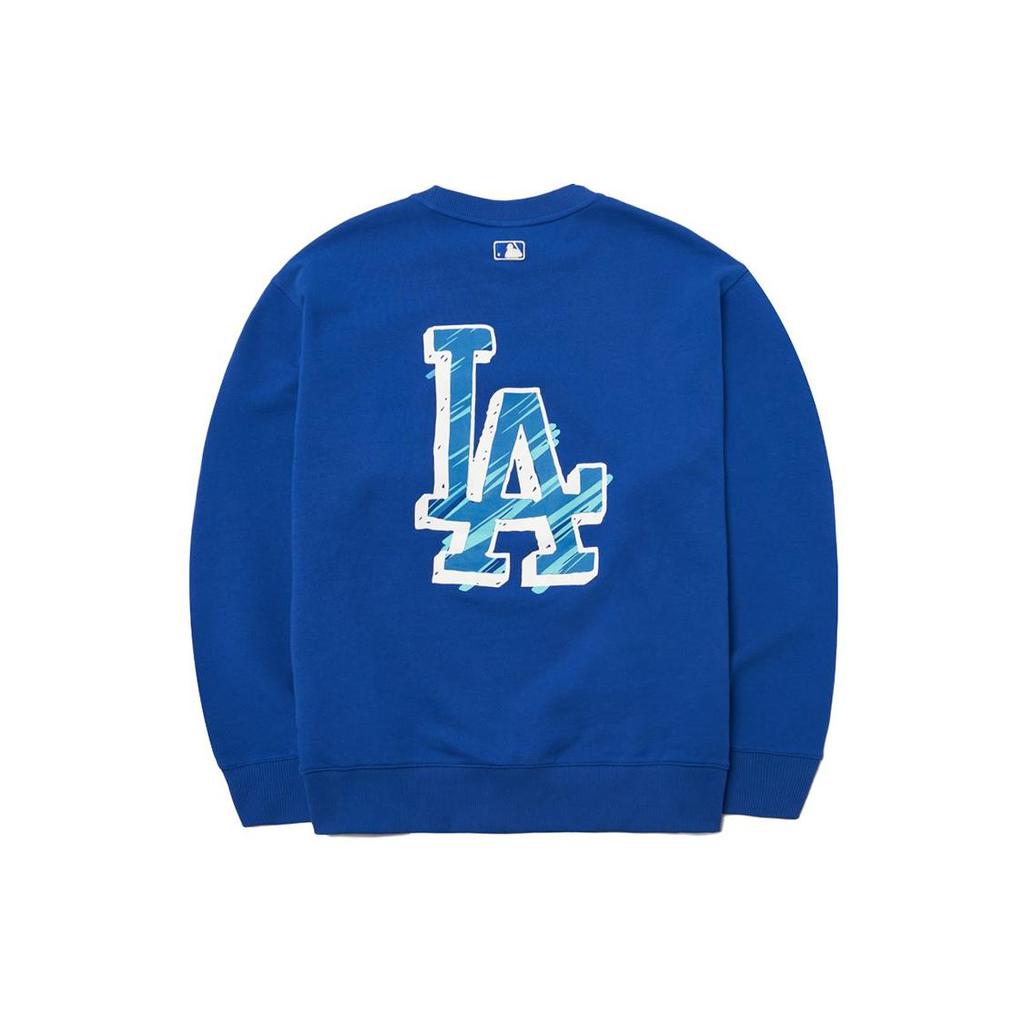 MLB Base Logo Sweatshirts Unisex Blue Crew Neck Moderate Regular 3AMTB0121-07BLD