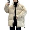 Men's Winter New Men's Korean Style Versatile Stand-up Collar Trendy Thickened and Warm Couple Internet Celebrity Same Style Solid Color Jacket