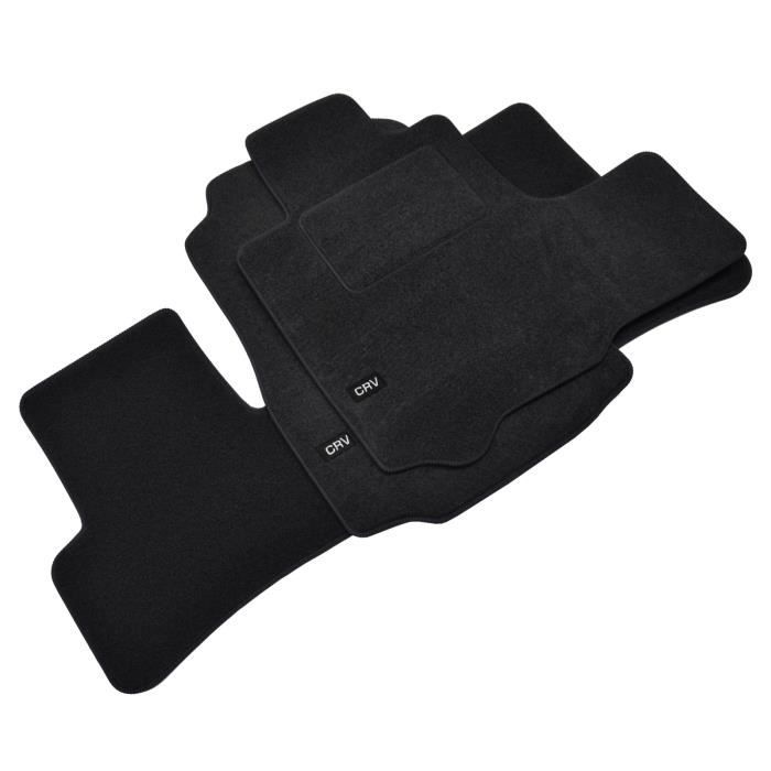 Tapis de sol - Logo - Honda CRV - Velours noir - 4 pièces - Antidérapant - Sur mesure