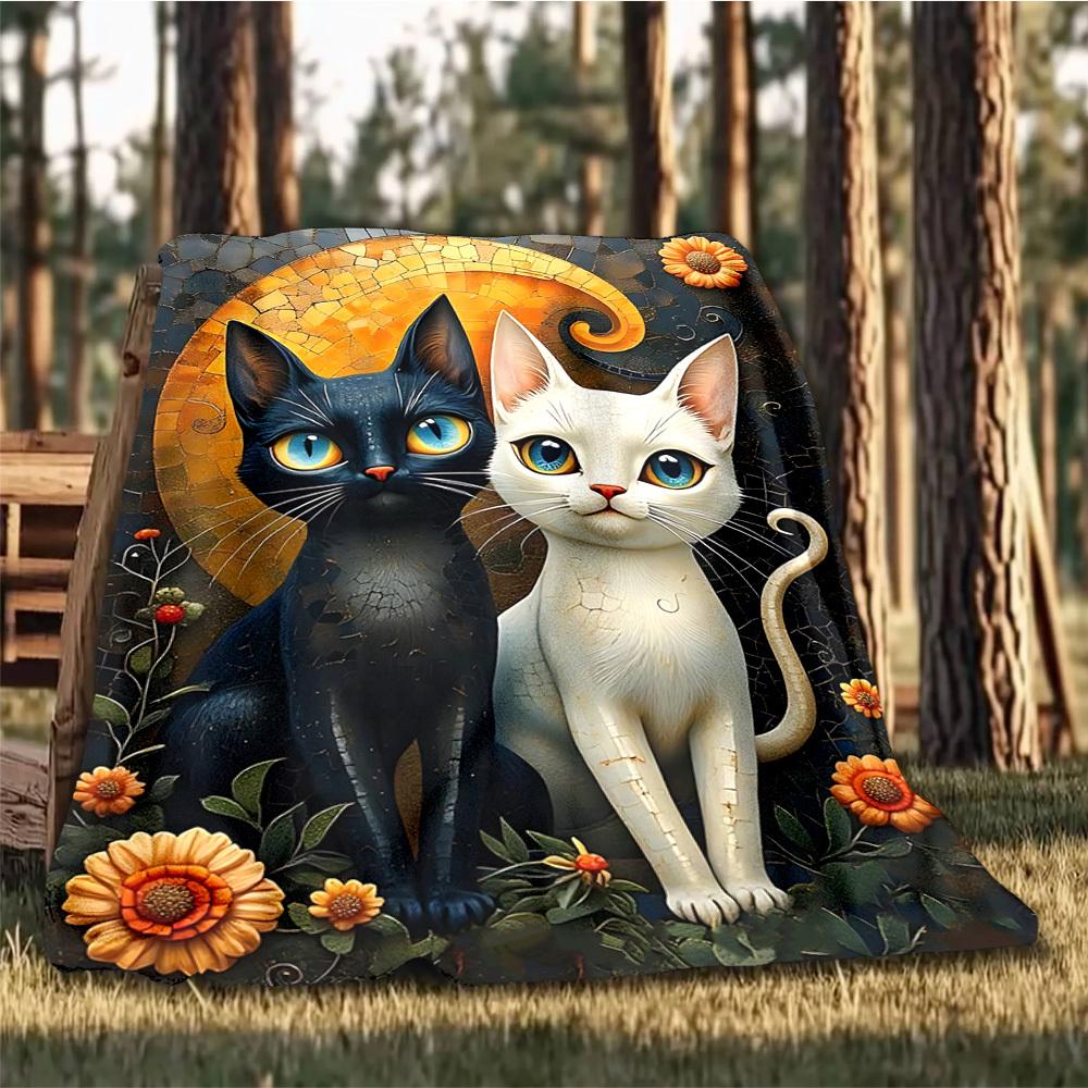 1 шт. Художественное одеяло из фланели для кошек, для улицы, можно стирать в машине, идеальный подарок на день рождения, аксессуар для путешествий, прочный материал