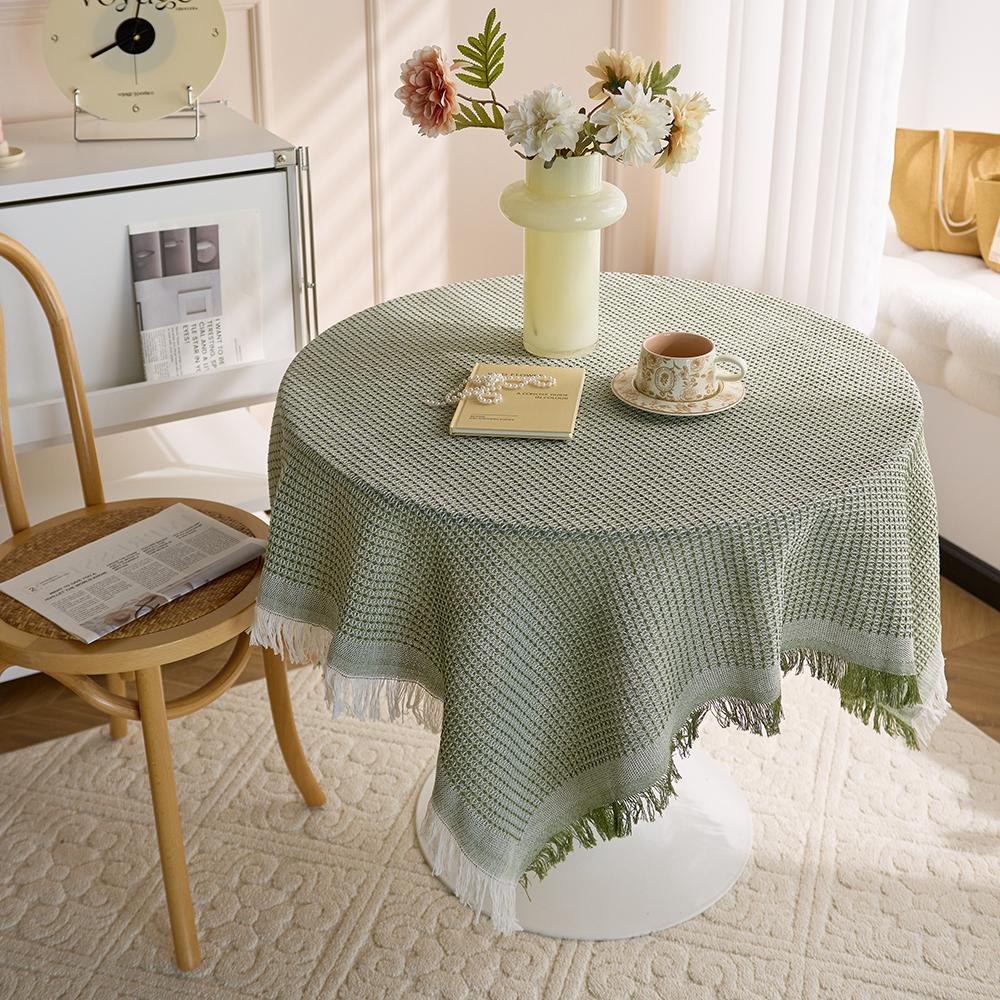 Creamy White Heavy Cotton Tablecloth Square Small/Fringed Table Cloth/Coffee Table Cloths/End Table Covers for Table Decoration