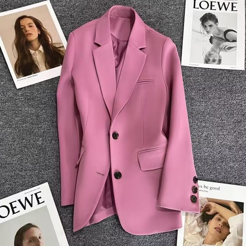 Женский пиджак в корейском стиле, свободного кроя, черный - Приталенный, блейзер маленького размера для весны и осени 2025.